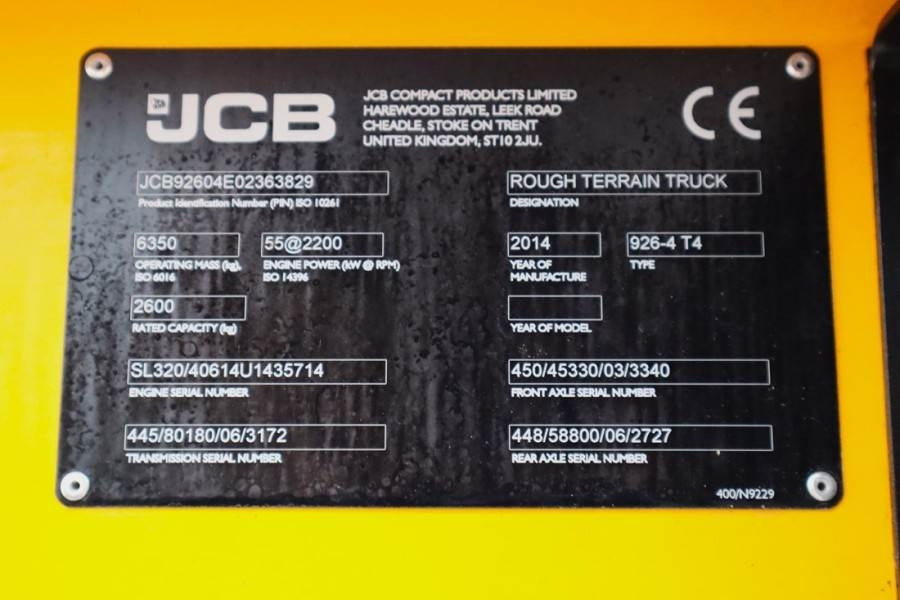 JCB 926 Diesel, 4x4 Drive, Triplex mast, 5500mm Liftin - Rough terrain forklift: picture 5 JCB 926 Diesel, 4x4 Drive, Triplex mast, 5500mm Liftin - Rough terrain forklift: picture 5