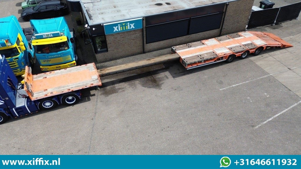 Faymonville 3-ass. Vlakke uitschuifbare Mega oplegger / Uitklapbare laadvloer klep / Naloop gestuurd - Dropside/ Flatbed semi-trailer: picture 1 Faymonville 3-ass. Vlakke uitschuifbare Mega oplegger / Uitklapbare laadvloer klep / Naloop gestuurd - Dropside/ Flatbed semi-trailer: picture 1