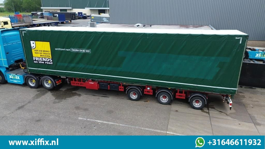 Meusburger 3-ass. Vlakke dubbel 2x uitschuifbare oplegger met huifopbouw / 3x ge - Dropside/ Flatbed semi-trailer: picture 3 Meusburger 3-ass. Vlakke dubbel 2x uitschuifbare oplegger met huifopbouw / 3x ge - Dropside/ Flatbed semi-trailer: picture 3