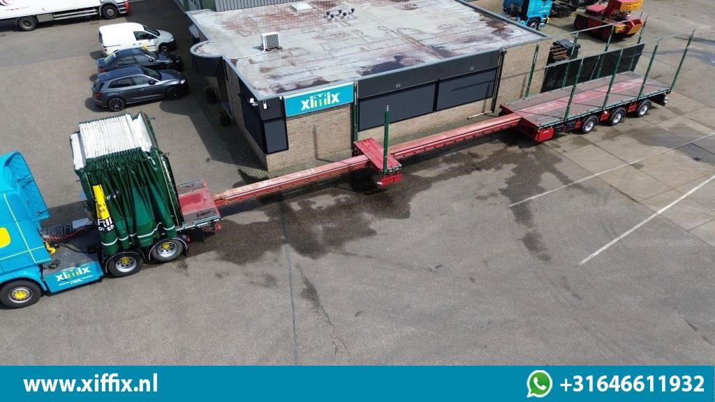 Meusburger 3-ass. Vlakke dubbel 2x uitschuifbare oplegger met huifopbouw / 3x ge - Dropside/ Flatbed semi-trailer: picture 1 Meusburger 3-ass. Vlakke dubbel 2x uitschuifbare oplegger met huifopbouw / 3x ge - Dropside/ Flatbed semi-trailer: picture 1