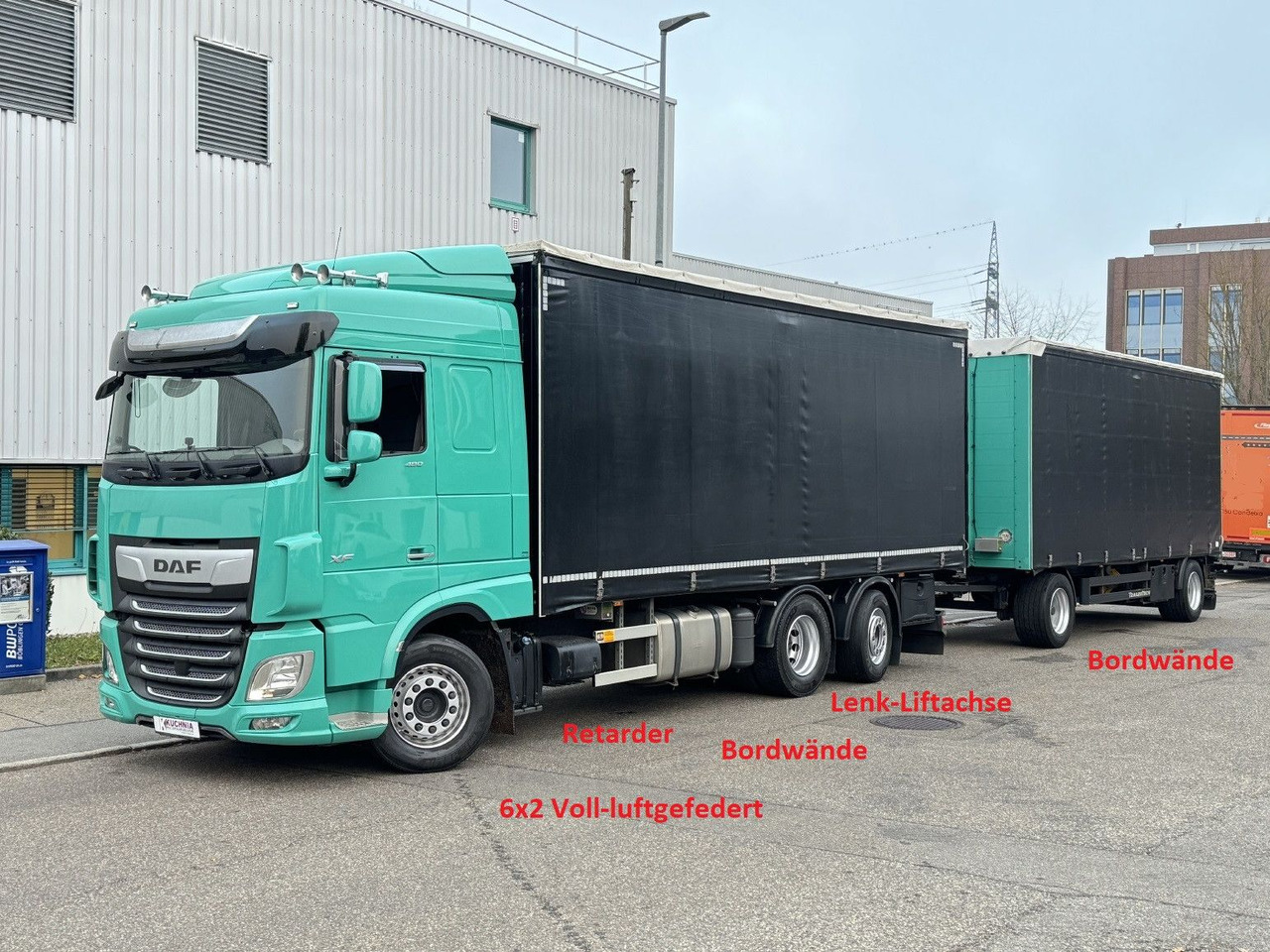 DAF XF480 6x2 Schiebeplane-Zug Bordwände Lenkachse - Curtain side truck: picture 1 DAF XF480 6x2 Schiebeplane-Zug Bordwände Lenkachse - Curtain side truck: picture 1