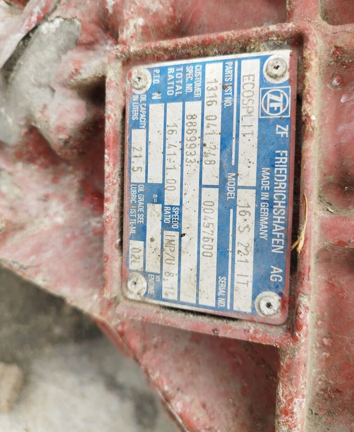 IVECO Ecosplite ZF16S221IT 1316041748   IVECO Cursor13E3 truck - Gearbox for Truck: picture 2 IVECO Ecosplite ZF16S221IT 1316041748   IVECO Cursor13E3 truck - Gearbox for Truck: picture 2