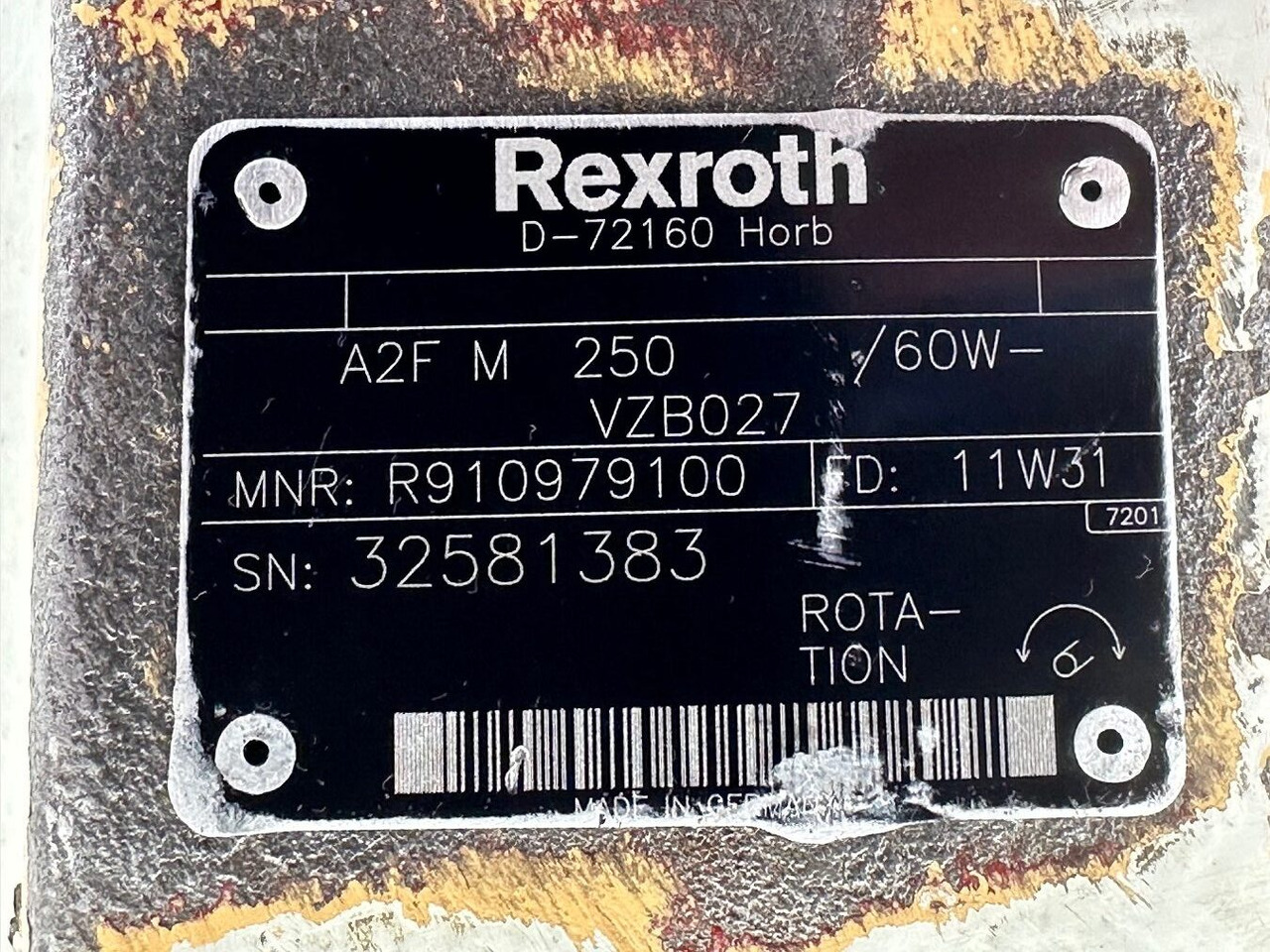 Hydraulic motor for Construction machinery Hydromatik Rexroth Axialkolben-Konstantmotor Typ:A A2F M 250 /60W-VZB027.  #32581383#: picture 16