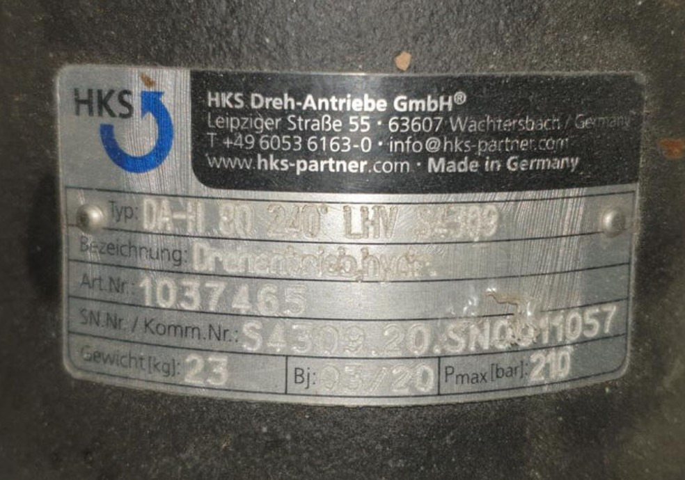HKS DA--H 80 240º ESK1602481 for Putzmeister SPM 500 roadheader - Hydraulic motor: picture 3 HKS DA--H 80 240º ESK1602481 for Putzmeister SPM 500 roadheader - Hydraulic motor: picture 3