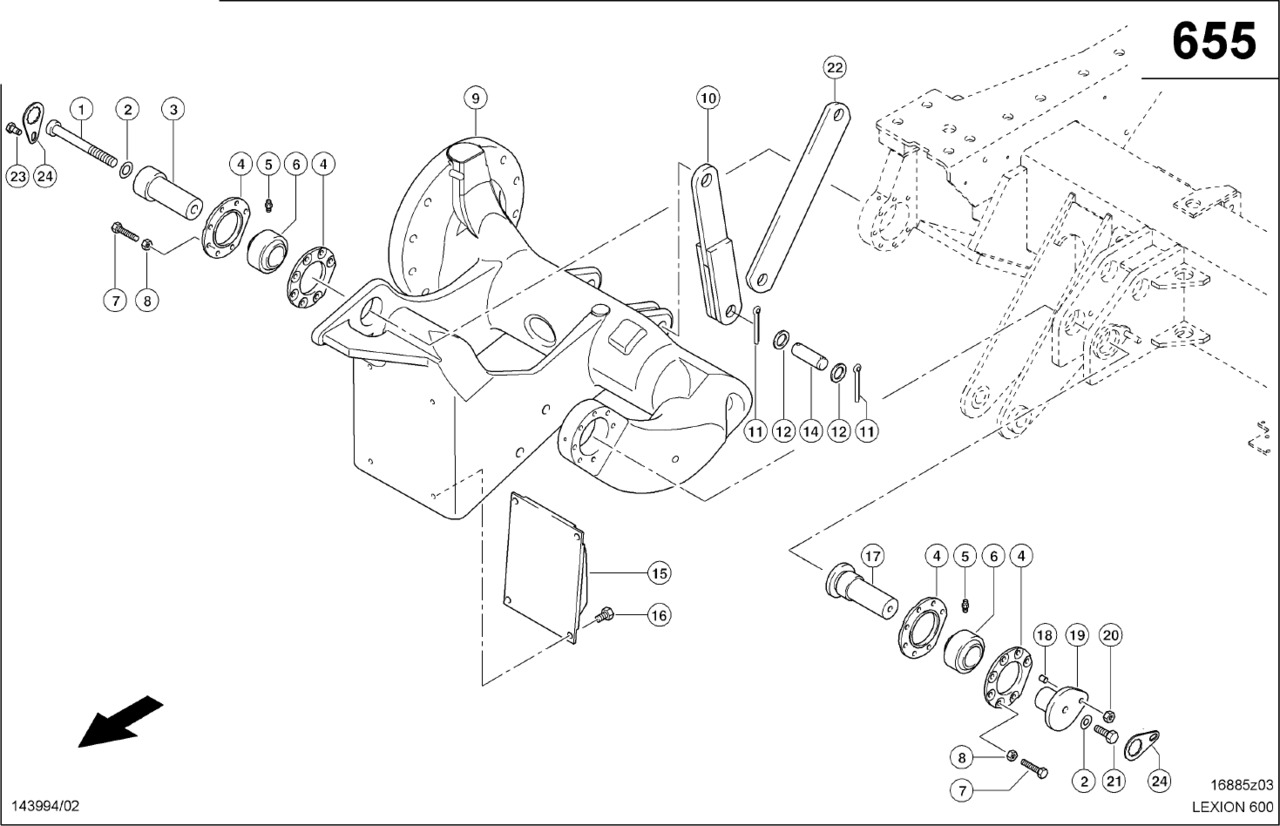 Claas Lexion 600 WAHACZ LE 0007646303 (Oś napędowa-wahacze do mts) - Suspension for Combine harvester: picture 1 Claas Lexion 600 WAHACZ LE 0007646303 (Oś napędowa-wahacze do mts) - Suspension for Combine harvester: picture 1