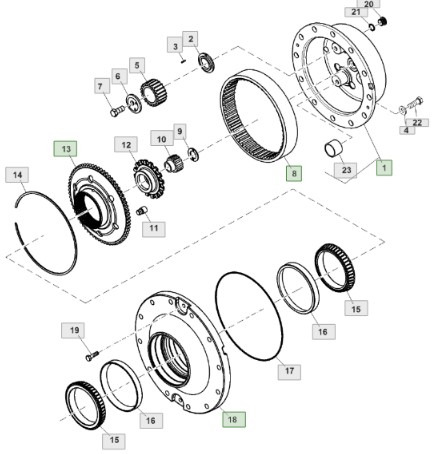 John Deere 7830 Zwolnica Kapelusz Piasta Koło Koronkowe RE564018 R554716 R104756 - Final drive for Agricultural machinery: picture 2 John Deere 7830 Zwolnica Kapelusz Piasta Koło Koronkowe RE564018 R554716 R104756 - Final drive for Agricultural machinery: picture 2
