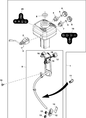 John Deere 9470RX - Wiązka przewodów kierunk. RE346231 (Kierowanie) - Cables/ Wire harness for Farm tractor: picture 1 John Deere 9470RX - Wiązka przewodów kierunk. RE346231 (Kierowanie) - Cables/ Wire harness for Farm tractor: picture 1
