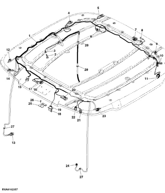 RE583698 John Deere 8345R - Wiązka przewodów dachu - Cables/ Wire harness for Farm tractor: picture 1 RE583698 John Deere 8345R - Wiązka przewodów dachu - Cables/ Wire harness for Farm tractor: picture 1