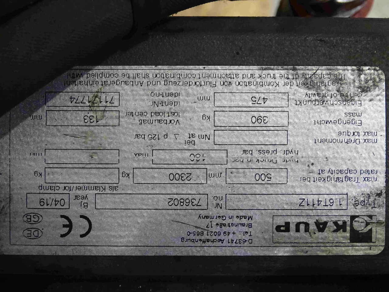 Kaup 1.6T411Z - Attachment for Material handling equipment: picture 4 Kaup 1.6T411Z - Attachment for Material handling equipment: picture 4