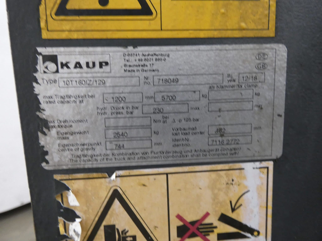 Kaup 10T160/7/129 - Attachment for Material handling equipment: picture 5 Kaup 10T160/7/129 - Attachment for Material handling equipment: picture 5