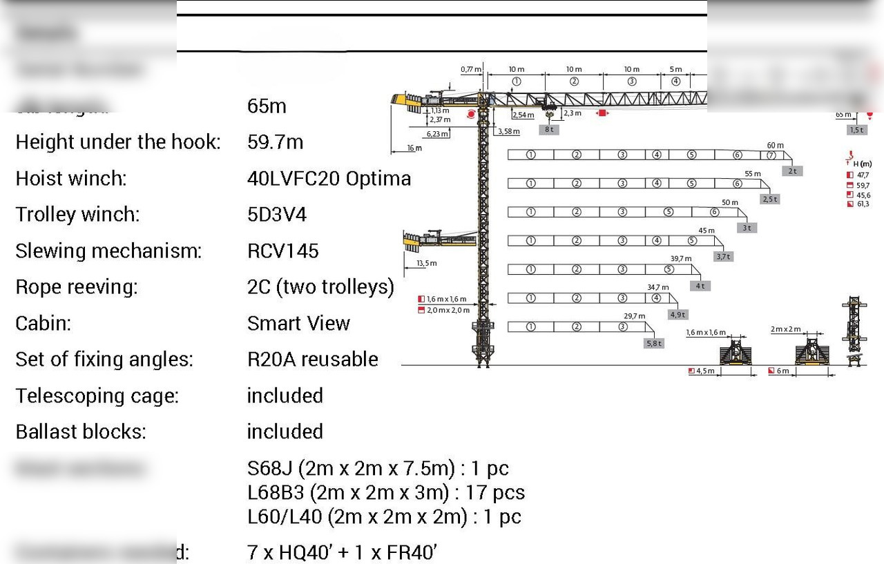 2023 POTAIN MCT188 - Tower crane: picture 2 2023 POTAIN MCT188 - Tower crane: picture 2