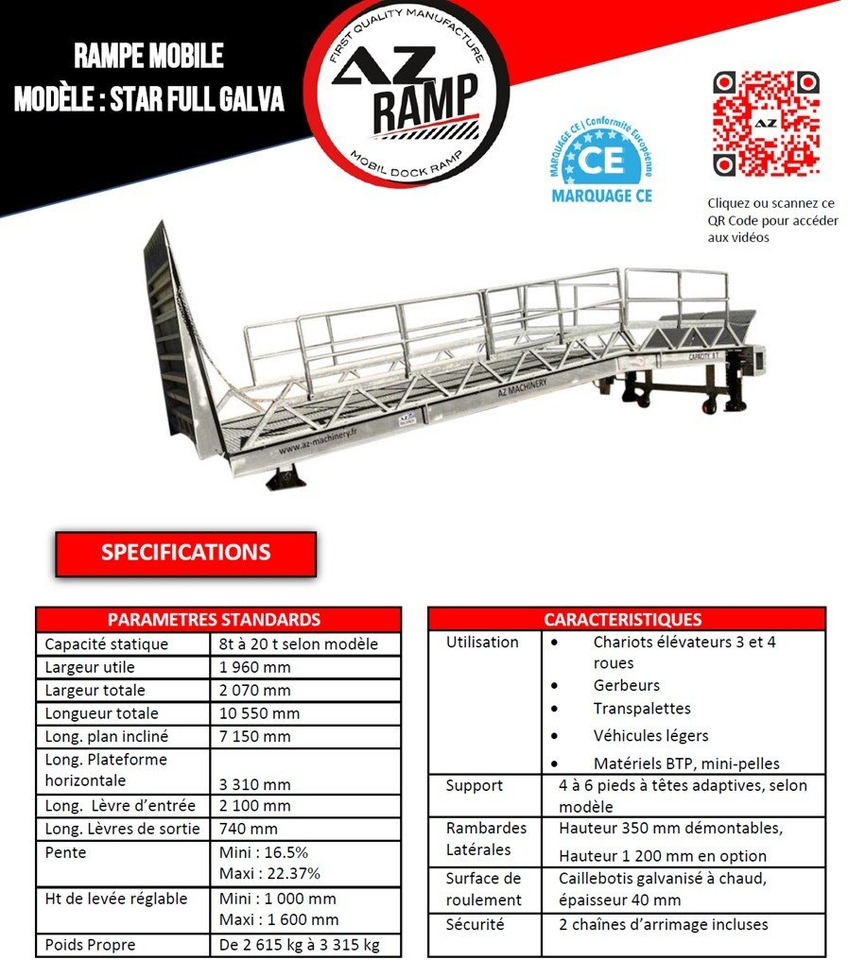 New Loading ramp Loading Ramp with with hydraulic tilting bridge -  AZ RAMP - STAR- 8T FULL GALVA: picture 11