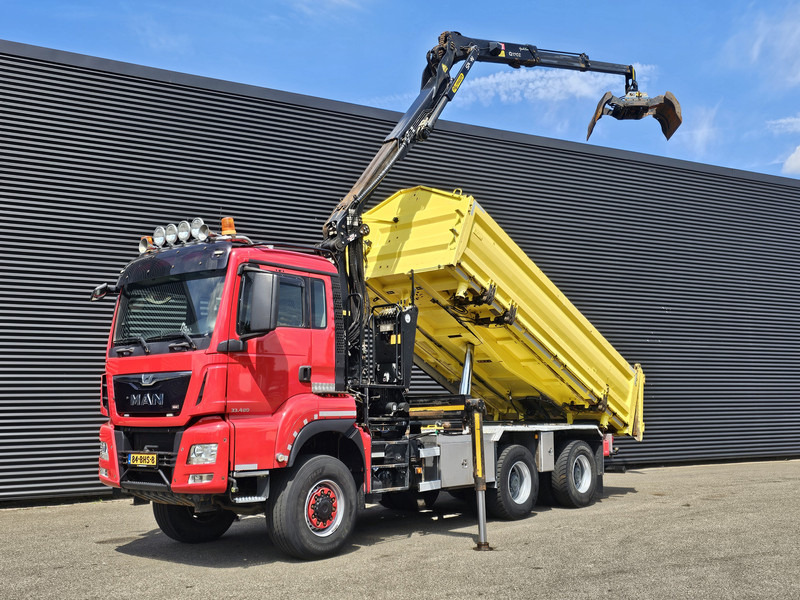 MAN TGS 33.480 6x6 / PALFINGER Z CRANE / 2 SIDE TIPPER - Tipper, Crane truck: picture 1 MAN TGS 33.480 6x6 / PALFINGER Z CRANE / 2 SIDE TIPPER - Tipper, Crane truck: picture 1