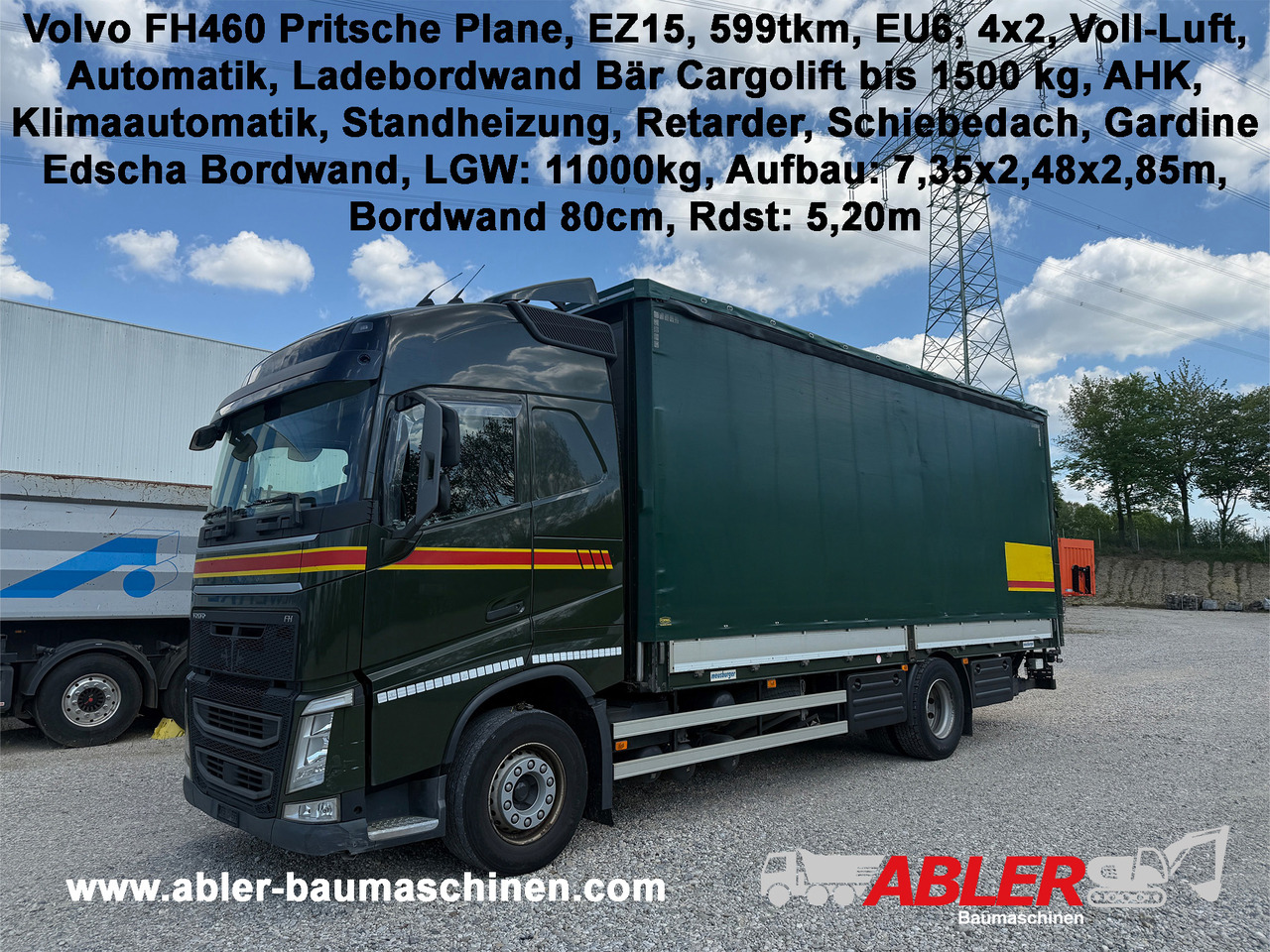 Volvo FH460 Pritsche Plane LBW Klima Retarder - Curtain side truck: picture 1 Volvo FH460 Pritsche Plane LBW Klima Retarder - Curtain side truck: picture 1