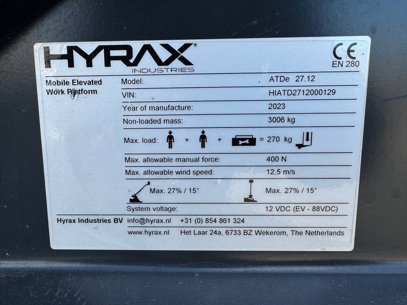 Telescopic boom Hyrax ATDe 27.12: picture 16 Telescopic boom Hyrax ATDe 27.12: picture 16