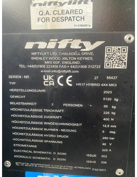 New Articulated boom lift Niftylift HR 17 Hybrid: picture 18