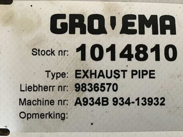 Liebherr Exhaust Pipe - Exhaust pipe: picture 3 Liebherr Exhaust Pipe - Exhaust pipe: picture 3