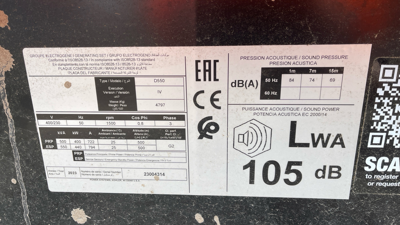 KOLHER D550IV 403 GENERATOR - Construction equipment: picture 5 KOLHER D550IV 403 GENERATOR - Construction equipment: picture 5