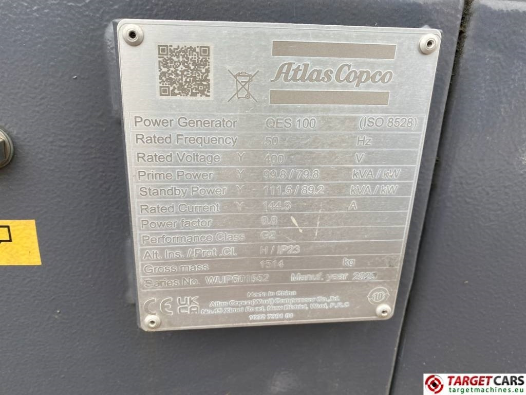 Generator set Atlas Copco QES100 Diesel 100KVA Generator 400/230V Unused: picture 10