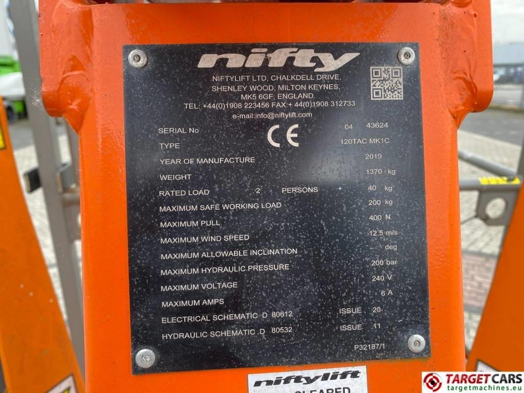 Leasing of Niftylift 120TAC MK1C Tow Electric Boom Work Lift 1220cm Niftylift 120TAC MK1C Tow Electric Boom Work Lift 1220cm: picture 10 Leasing of Niftylift 120TAC MK1C Tow Electric Boom Work Lift 1220cm Niftylift 120TAC MK1C Tow Electric Boom Work Lift 1220cm: picture 10