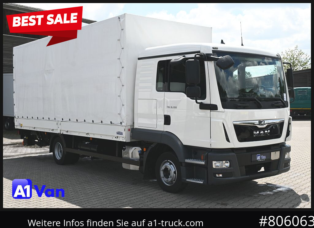 MAN TGL 8.190 4x2 BL Pritsche Plane, LBW, Schlafkabine - Curtain side truck: picture 1 MAN TGL 8.190 4x2 BL Pritsche Plane, LBW, Schlafkabine - Curtain side truck: picture 1