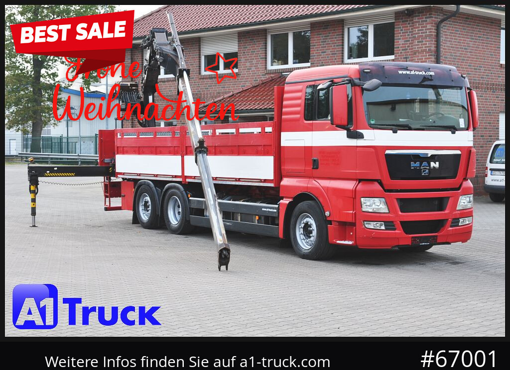 MAN TGX 26.400, Hiab Kran, Lenk-Liftachse, - Crane truck, Dropside/ Flatbed truck: picture 1 MAN TGX 26.400, Hiab Kran, Lenk-Liftachse, - Crane truck, Dropside/ Flatbed truck: picture 1