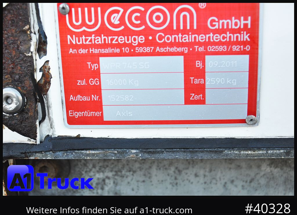 Curtainside swap body WECON WPR 745, verzinkt, 2520 innen, Code XL: picture 8 Curtainside swap body WECON WPR 745, verzinkt, 2520 innen, Code XL: picture 8