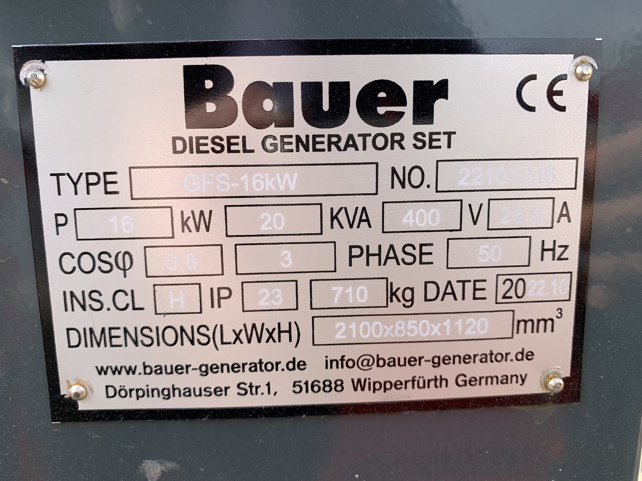 BAUER GENERATOR GFS-16KW GRUPPO ELETTROGENO BAUER - Generator set: picture 3 BAUER GENERATOR GFS-16KW GRUPPO ELETTROGENO BAUER - Generator set: picture 3