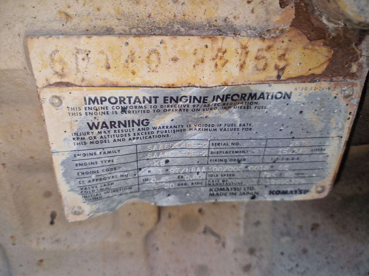 KOMATSU SAA6D 140E-2 - Engine for Construction machinery: picture 3 KOMATSU SAA6D 140E-2 - Engine for Construction machinery: picture 3