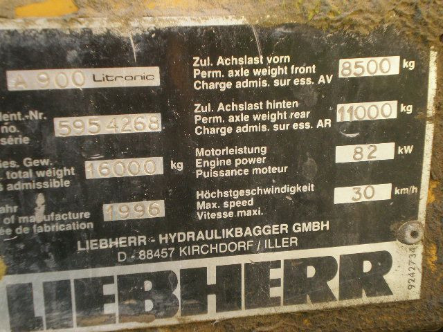 LIEBHERR A900LI  - Wheel excavator: picture 2 LIEBHERR A900LI  - Wheel excavator: picture 2