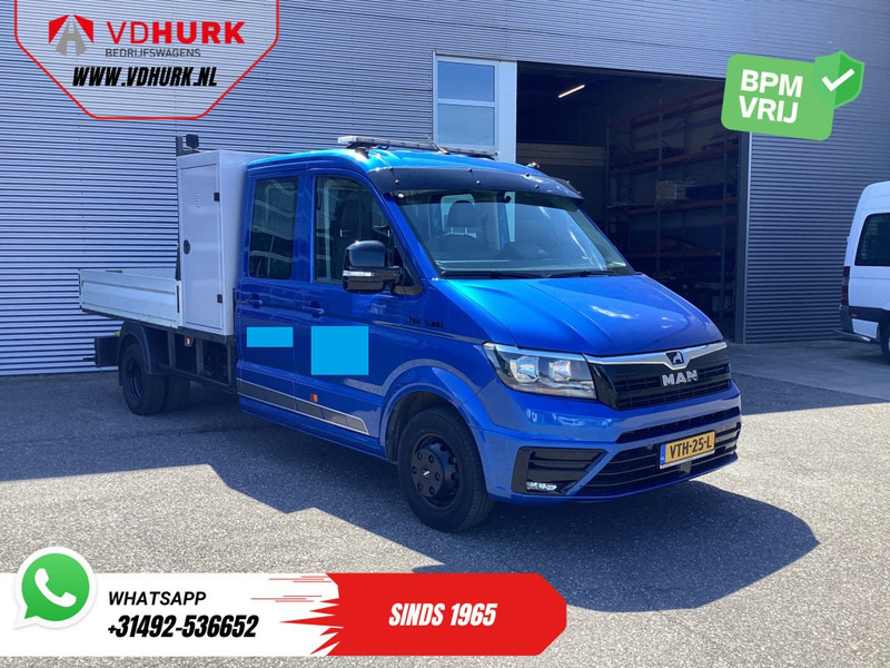 MAN TGE 50 2.0 180 pk DC Dubbel Cabine BPM VRIJ! Open Laadbak/ 7 Pers./ Dubbel Lucht/ Adapt. Cruise/ 3.5t Trekverm./ Tacho/ Gev.Stoel/ C - Open body delivery van, Crew cab van: picture 1 MAN TGE 50 2.0 180 pk DC Dubbel Cabine BPM VRIJ! Open Laadbak/ 7 Pers./ Dubbel Lucht/ Adapt. Cruise/ 3.5t Trekverm./ Tacho/ Gev.Stoel/ C - Open body delivery van, Crew cab van: picture 1