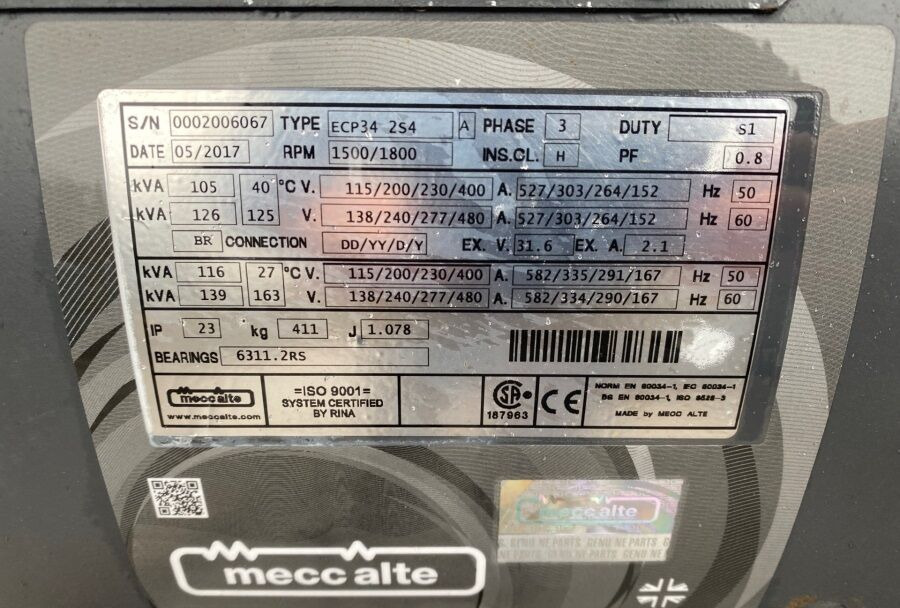 Diversen ECP34 2S4 - Iveco Engine,126kVA,New oils, filters, Mecc Alte ECP34 2S4 - Iveco Engine,126kVA,New oils, filters, Like New - Generator set: picture 4 Diversen ECP34 2S4 - Iveco Engine,126kVA,New oils, filters, Mecc Alte ECP34 2S4 - Iveco Engine,126kVA,New oils, filters, Like New - Generator set: picture 4