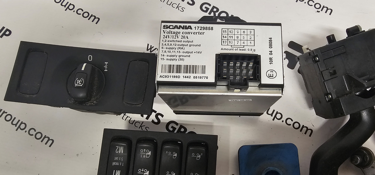 Scania SCANIA T, P, G, R, L, S series, EURO6 emission CAB inside small electronic, switches, control units, wiper arm, steering wheel control, light control unit, voltage converter 1729858, 0458341, AC931199 - ECU: picture 2 Scania SCANIA T, P, G, R, L, S series, EURO6 emission CAB inside small electronic, switches, control units, wiper arm, steering wheel control, light control unit, voltage converter 1729858, 0458341, AC931199 - ECU: picture 2