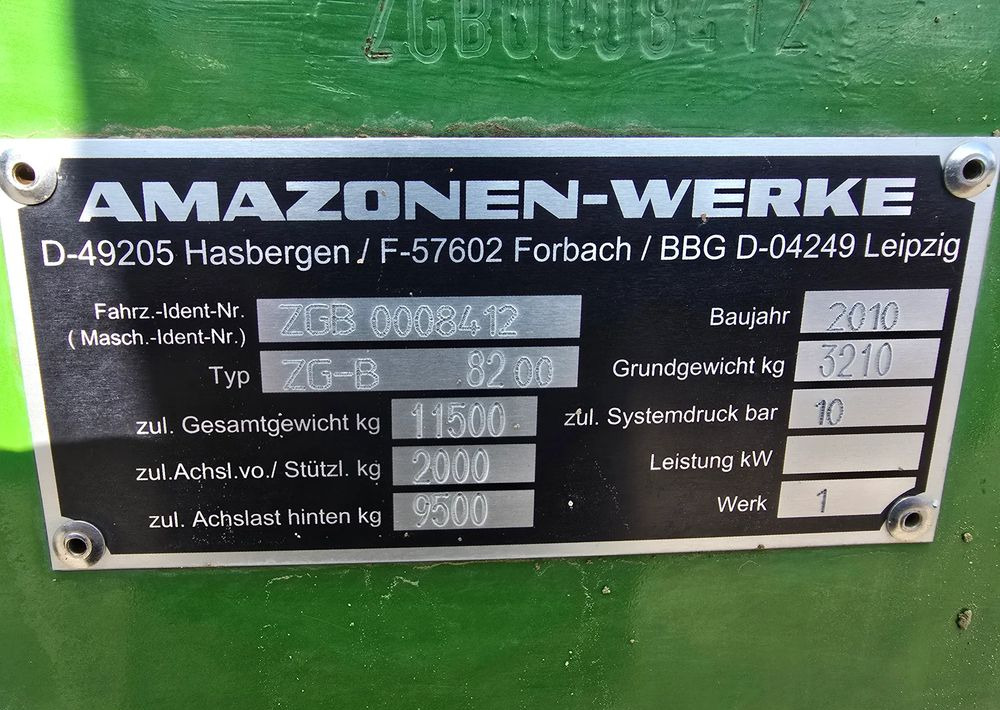 Leasing of  Amazone ZG-B 8200 Ultra Hydro Amazone ZG-B 8200 Ultra Hydro: picture 8