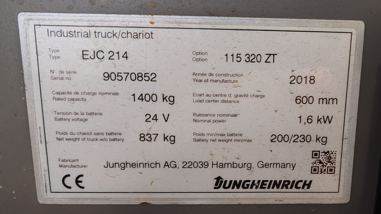 Stacker Jungheinrich EJC 214 1.4t/ 3.2m/ 2535mh/ 2018yy: picture 9