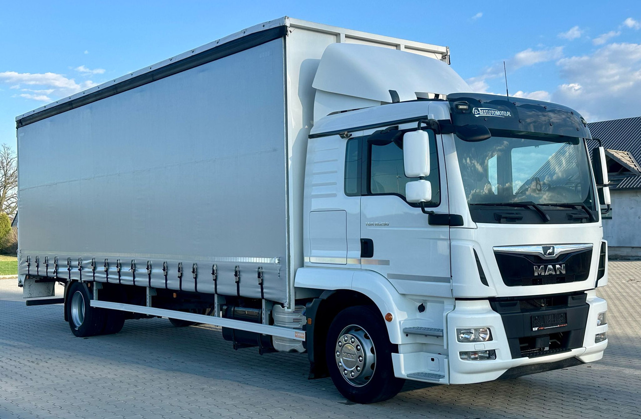 MAN TGM 18.290 / FIRANKA / WINDA / 22 EUROPALETY / AUTOMAT / SYPIALKA / 9 059 KG ŁADOWNOŚCI / NISKI PRZEBIEG / ZSUWANY DACH / EURO 6 - Curtain side truck: picture 1 MAN TGM 18.290 / FIRANKA / WINDA / 22 EUROPALETY / AUTOMAT / SYPIALKA / 9 059 KG ŁADOWNOŚCI / NISKI PRZEBIEG / ZSUWANY DACH / EURO 6 - Curtain side truck: picture 1