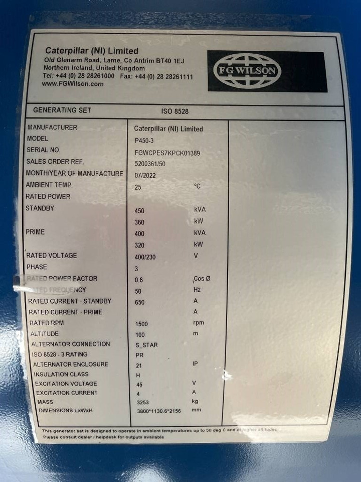 FG Wilson P450-3 - 450 kVA Open Genset - DPX-16018-O - Generator set: picture 4 FG Wilson P450-3 - 450 kVA Open Genset - DPX-16018-O - Generator set: picture 4