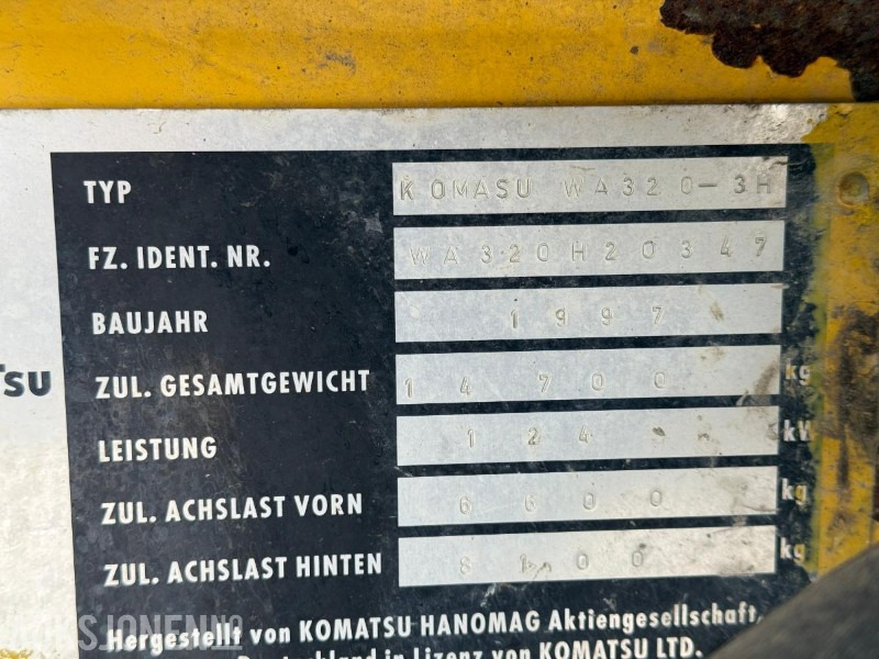 Leasing of  1997 Komatsu WA320-3H hjullaster 1997 Komatsu WA320-3H hjullaster: picture 11