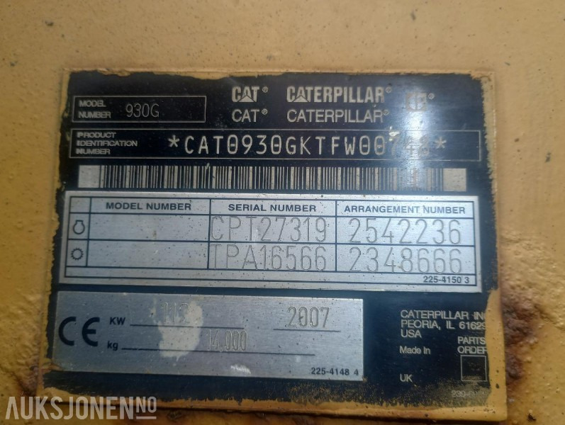 2007 Cat 950 G HJULLASTER - 6237 Timer - Wheel loader: picture 2 2007 Cat 950 G HJULLASTER - 6237 Timer - Wheel loader: picture 2