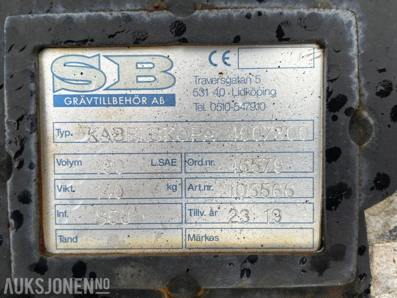 Redskapsparti S50. Kabelskuff og 2 pusseskuff - Attachment for Construction machinery: picture 3 Redskapsparti S50. Kabelskuff og 2 pusseskuff - Attachment for Construction machinery: picture 3
