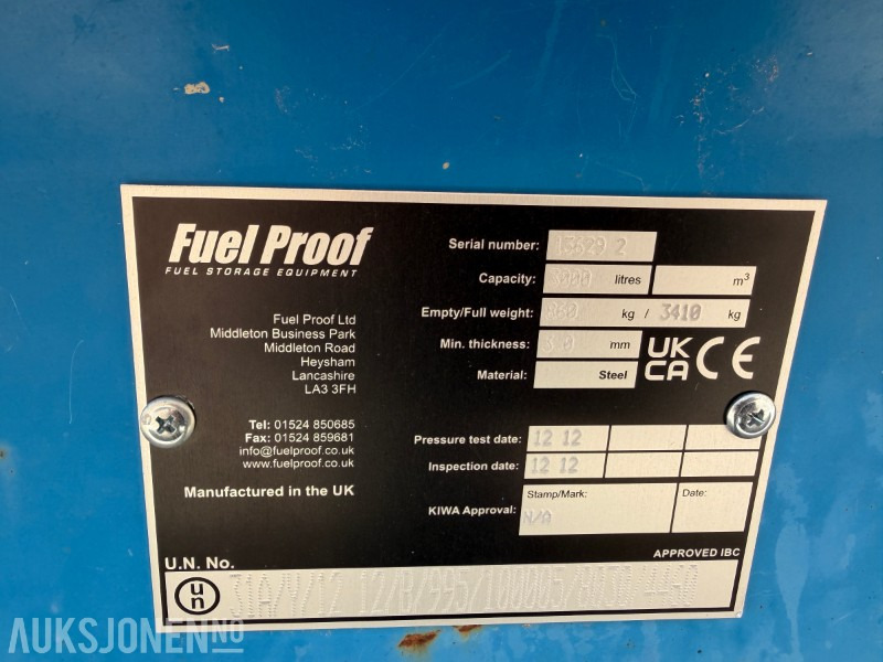 Construction equipment Fuel Proof dieseltank 3000L med lokk og tilkoblinger: picture 6 Construction equipment Fuel Proof dieseltank 3000L med lokk og tilkoblinger: picture 6