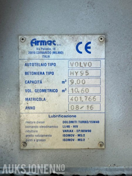 2016 Armec - Lite brukt betongtrommel - Truck: picture 4 2016 Armec - Lite brukt betongtrommel - Truck: picture 4