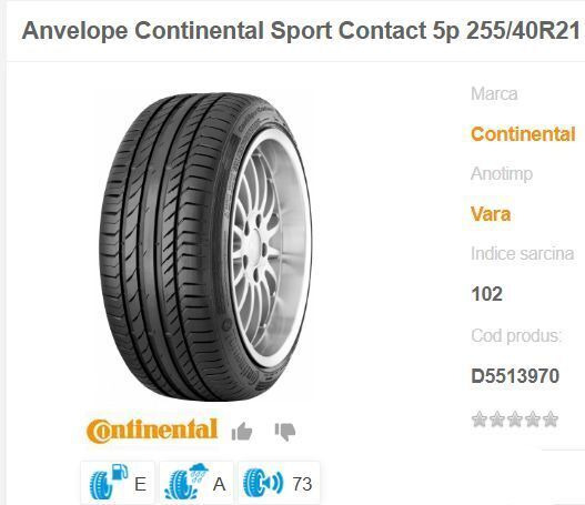 Anvelope Continental NOI ContisportContact 255 / 40 ZR 21 - Tire for Car: picture 5 Anvelope Continental NOI ContisportContact 255 / 40 ZR 21 - Tire for Car: picture 5