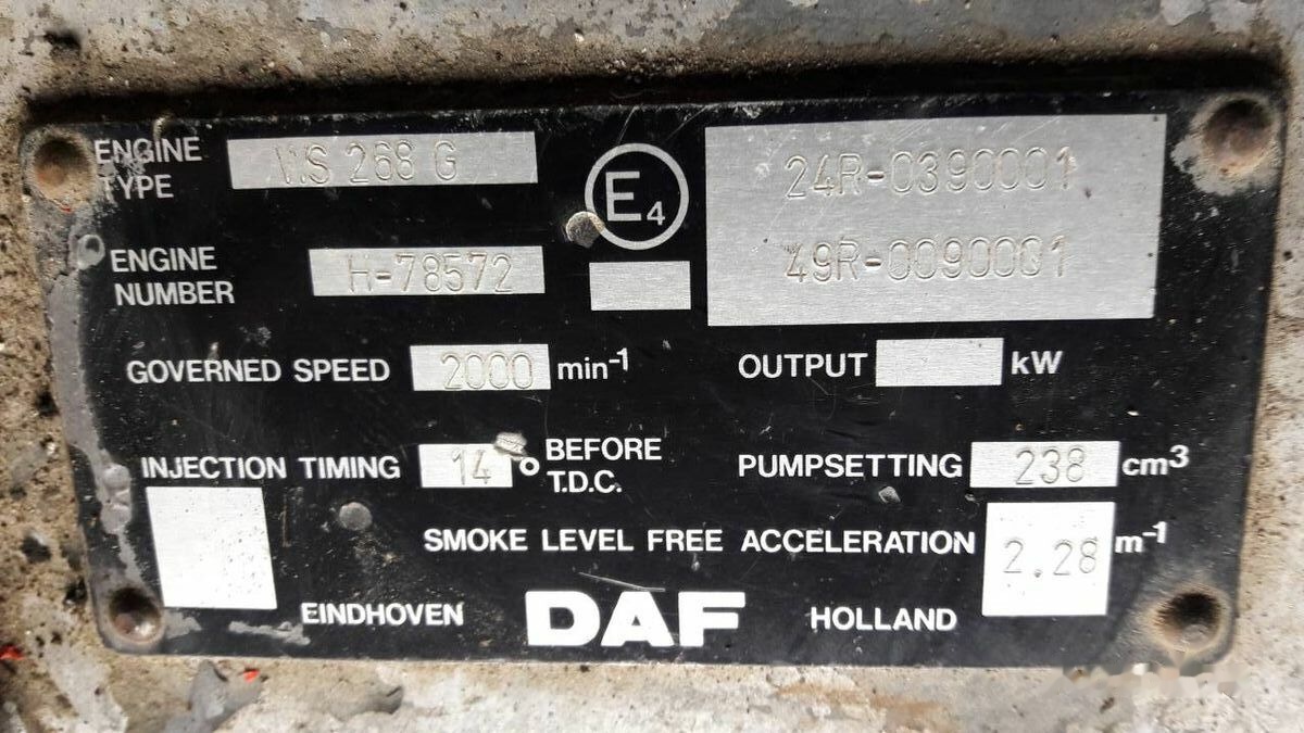DAF WS268G   DAF 95 85 - Engine for Truck: picture 1 DAF WS268G   DAF 95 85 - Engine for Truck: picture 1