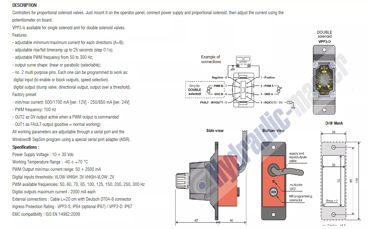 Front loader for tractor for Truck Full proportional valve 3 sections SPV 20-120 l/min 12 or 24 V plug and play det also available with Walvoil DPX100: picture 7