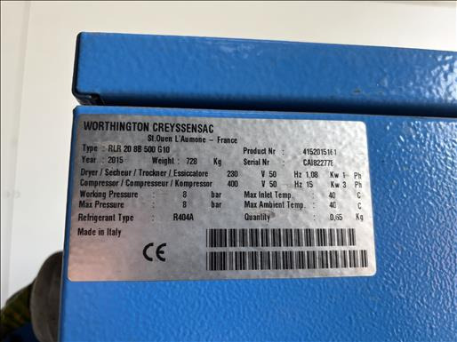 Food processing equipment Worthington Creyssensac RLR208B500G10 Air compressor: picture 6