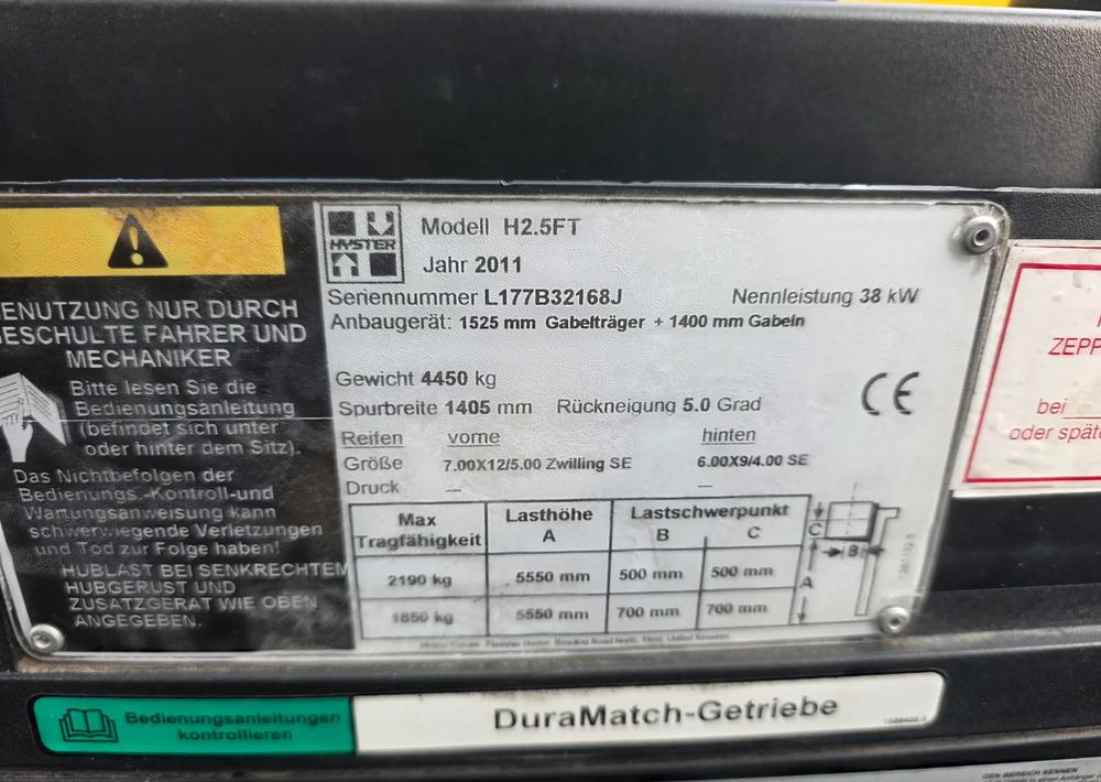 Hyster H2.5FT /LPG/ 1 WŁAŚCICIEL /1923 MTH / - Other machinery: picture 5 Hyster H2.5FT /LPG/ 1 WŁAŚCICIEL /1923 MTH / - Other machinery: picture 5