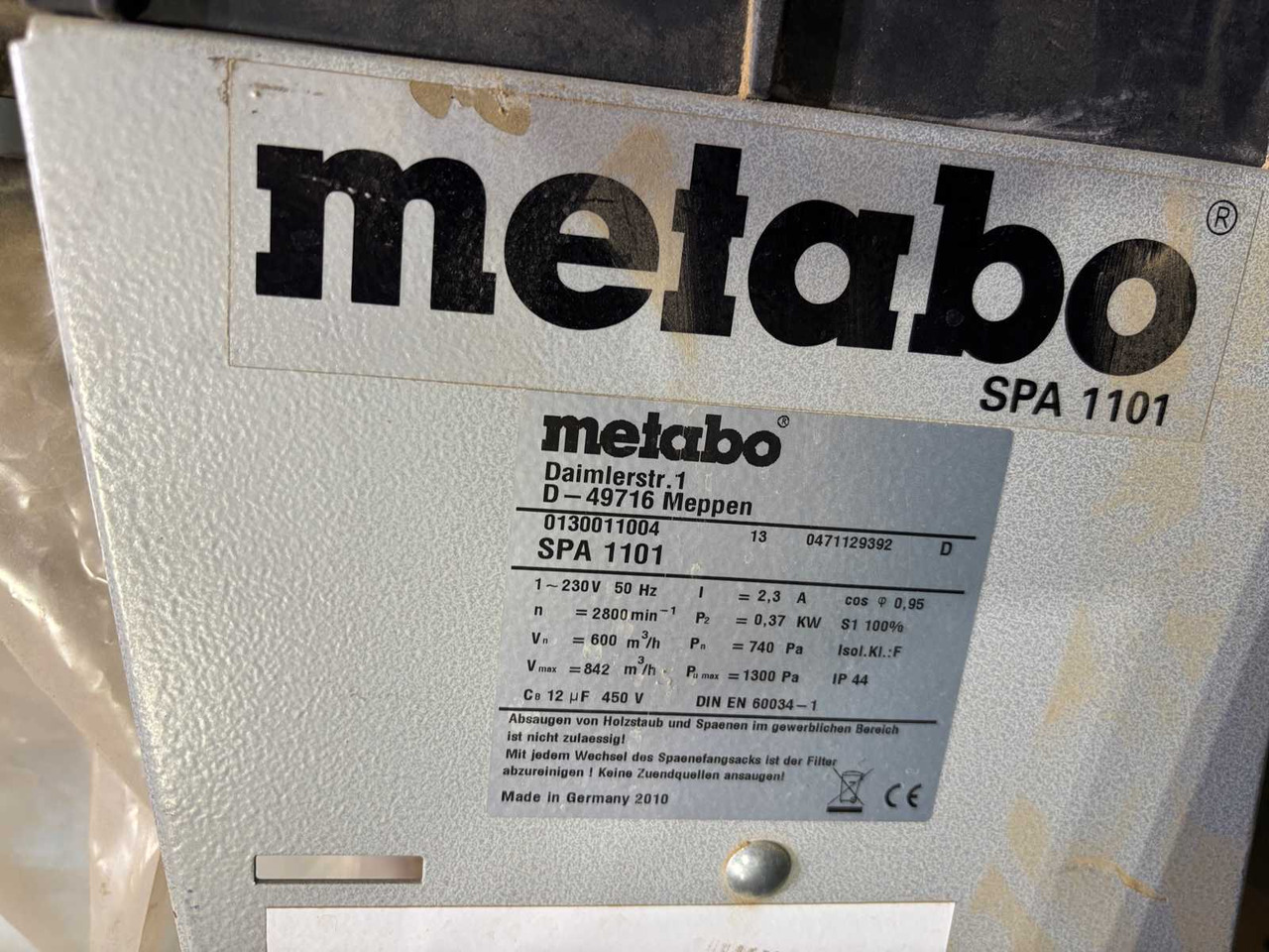 Dust vacuum cleaner Metabo Spa 1101 - Industrial vacuum cleaner: picture 5 Dust vacuum cleaner Metabo Spa 1101 - Industrial vacuum cleaner: picture 5