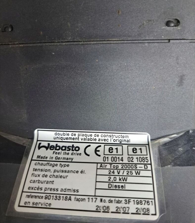 WEBASTO OGRZEWANIE WEBASTO AIR TOP 2000 S RENAULT PREMIUM MIDLUM DXI VOLVO FL FE - Heating/ Ventilation for Truck: picture 3 WEBASTO OGRZEWANIE WEBASTO AIR TOP 2000 S RENAULT PREMIUM MIDLUM DXI VOLVO FL FE - Heating/ Ventilation for Truck: picture 3