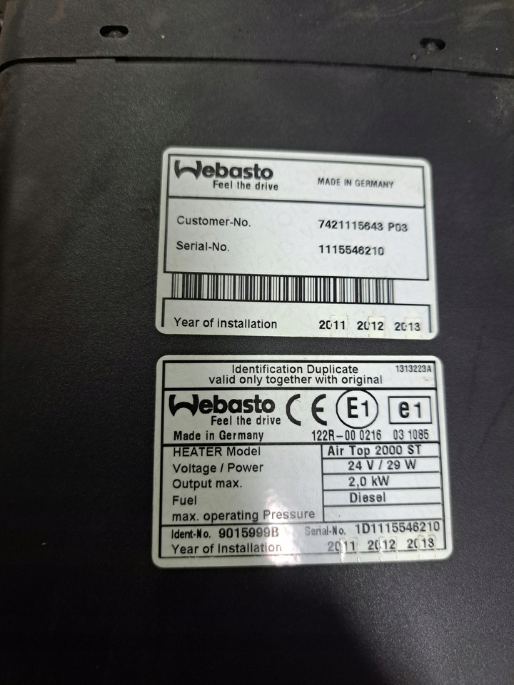 WEBASTO WEBASTO AIR TOP 2000ST ADR RENAULT PREMIUM MIDLUM DXI VOLVO FL FE - Heating/ Ventilation for Truck: picture 5 WEBASTO WEBASTO AIR TOP 2000ST ADR RENAULT PREMIUM MIDLUM DXI VOLVO FL FE - Heating/ Ventilation for Truck: picture 5